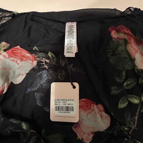 Agent Provocateur Elora Gown Black Floral Silk Dress - Picture 7 of 12